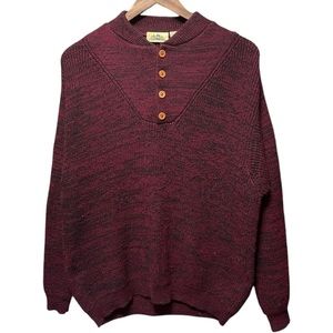 Timber Trail Vintage 90s burgundy long sleeve Wood Button casual Henley Sweater